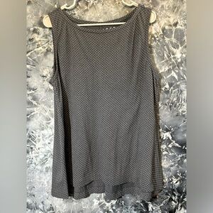 Loft gray & white polkadot 100% cotton tank top tunic blouse XL